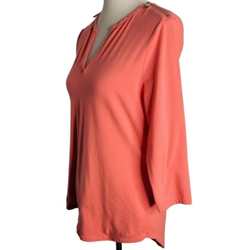 Micheal Kors coral orange long sleeve shirts with shoulder zipper Medium